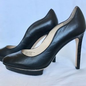 sky-high Heel Platform Leather Pumps Black